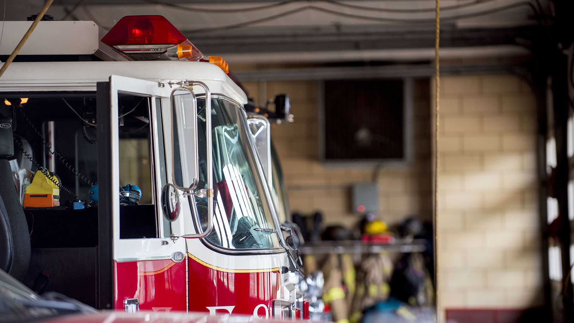 Fire truck close up image